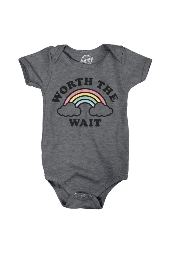 Worth The Wait Baby Bodysuit Funny Sarcastic Rainbow Graphic Novelty Jumper for Infants