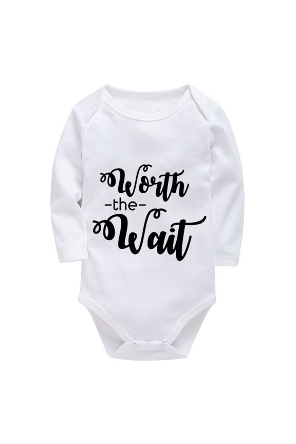 Worth The Wait Cute Baby Girl Outfits Long Sleeve Baby Girls Bodysuits White Baby Boy Suit 0-3 Months