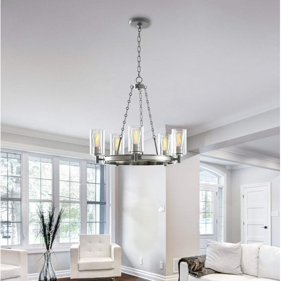 Worthington 5-Light Wagon Wheel Chandelier
