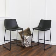 Worthington Full Back Faux Leather Counter Stool by River Street Designs, Black, Set of 2