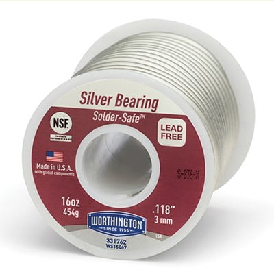 Worthington Solder-Safe Silver Bearing Alloy Lead-Free Solder 16 oz ...