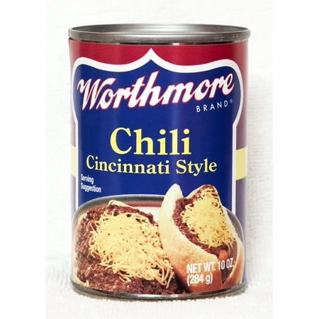 Worthmore Cincinnati Style Chili, 10 oz Can, Shelf-Stable – Heat & Serve for Coneys or Spaghetti