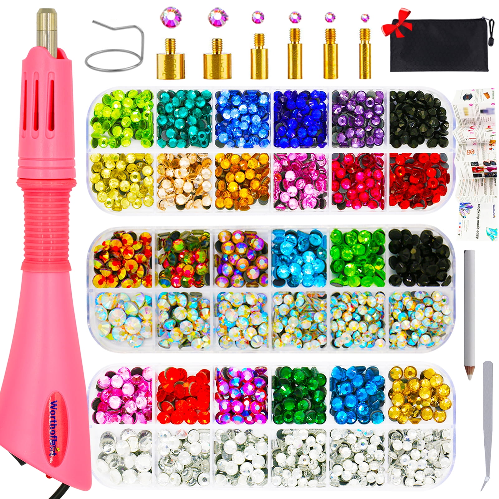 Hotfix Applicator Rhinestones, Hot Fixed Bedazzler Kit, GGLTECK DIY Hot Fix Rhinestone Applicator Wand Setter Tool Kit with 7 Different Sizes Tips