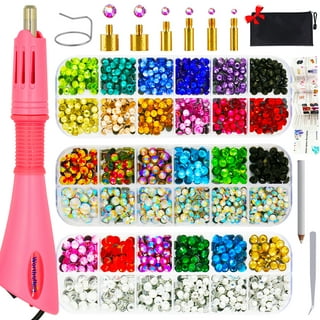 Rhinestone Hot-Fix Applicator Wand Kit: Setter Heat Bedazzler Tool with  Tweezers, 750 Glass and Muticolor Stones.