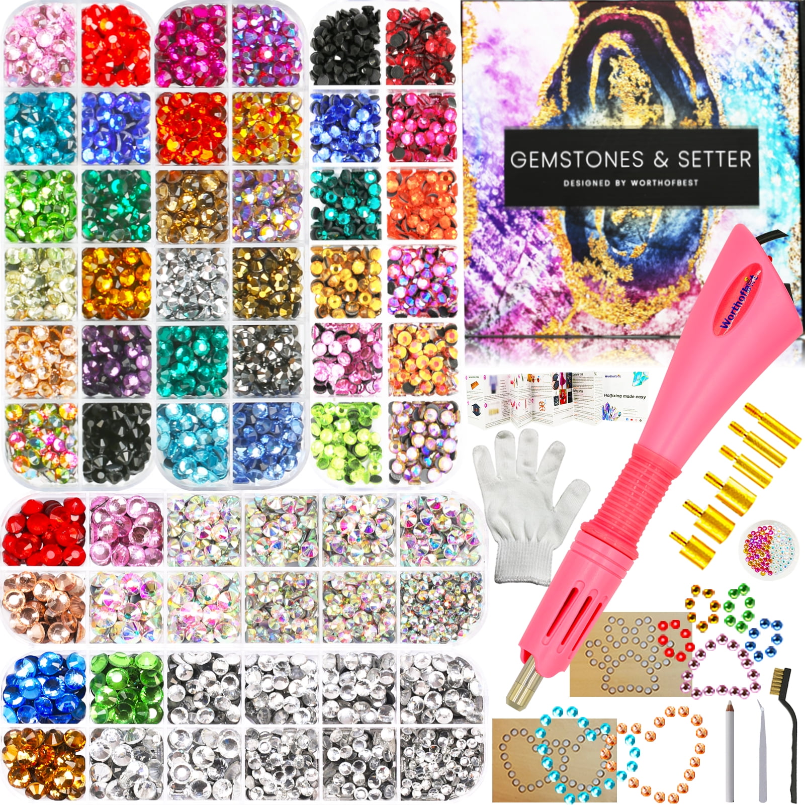 Worthofbest Bedazzler Kit with Rhinestones and Glue for Crafts