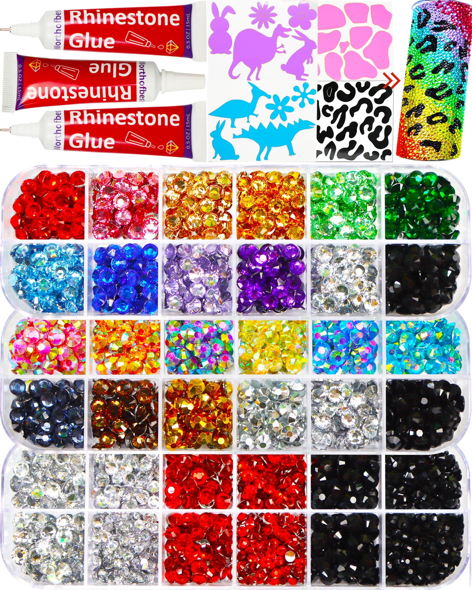 Worthofbest Flatback Rhinestones for Crafts with Glue, Flat Back