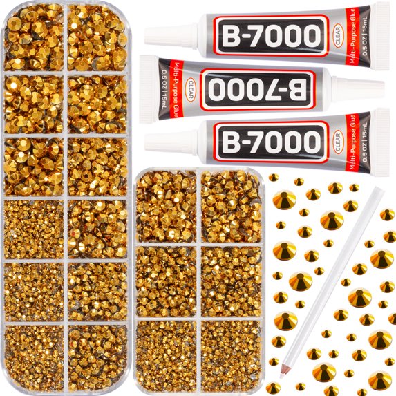 Worthofbest Flatback Rhinestones with Rhinestone Glue - Bronze