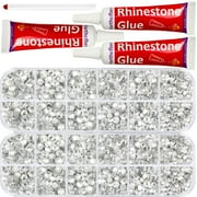 Worthofbest Flatback Rhinestones with Rhinestone Glue - Clear