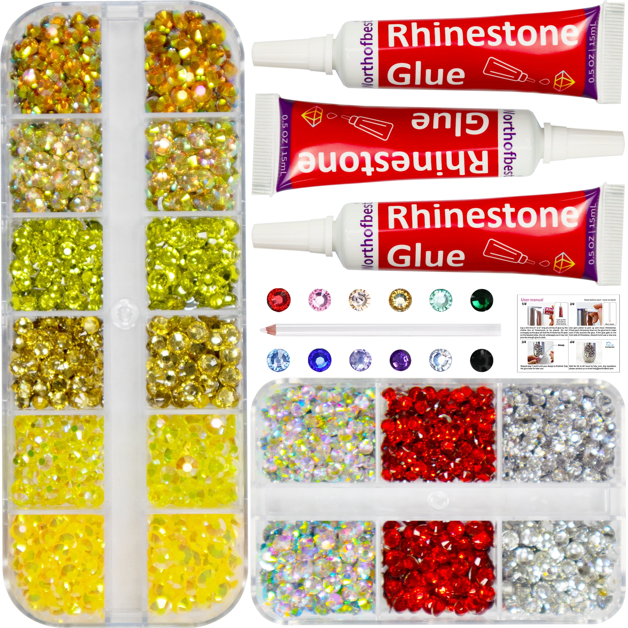 Briskbloom 60g Mix Flatback Pearls and Rhinestones for Crafts, 3620PCS  Flatback Pearl Rhinestones for Tumblers Nail Face Art, Jelly Rhinestones  and Half Pearls, with Tweezers Wax Pen, White, Blue