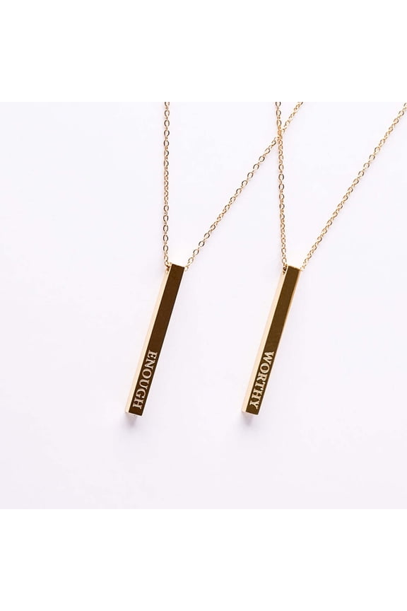 Worthy Enough Bar Necklace, Self-Love Necklace for Women, Empowerment Jewelry