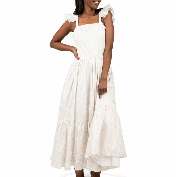 Worthy Threads Women’s Ruffle Sleeve Dress in Light Zebra Print