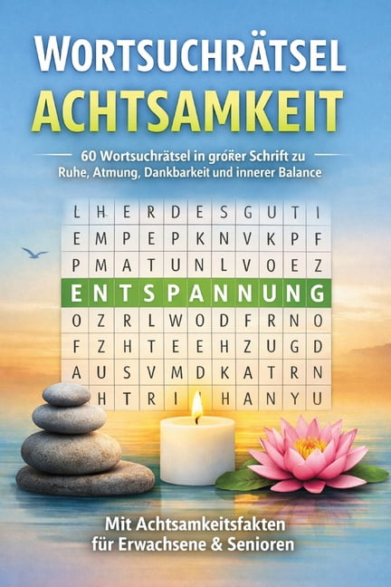 WortsuchrÃ¤tsel Grossdruck - Achtsamkeit und Entspannung: 60 WortsuchrÃ¤tsel in grosser Schrift zu Ruhe, Atmung, Dankbarke, (Paperback)