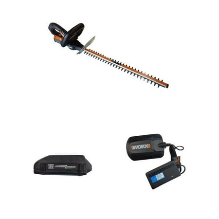 Worx 20 Inch 18V Battery Operated Lithium Ion Dual Action Hedge Trimmer Kit