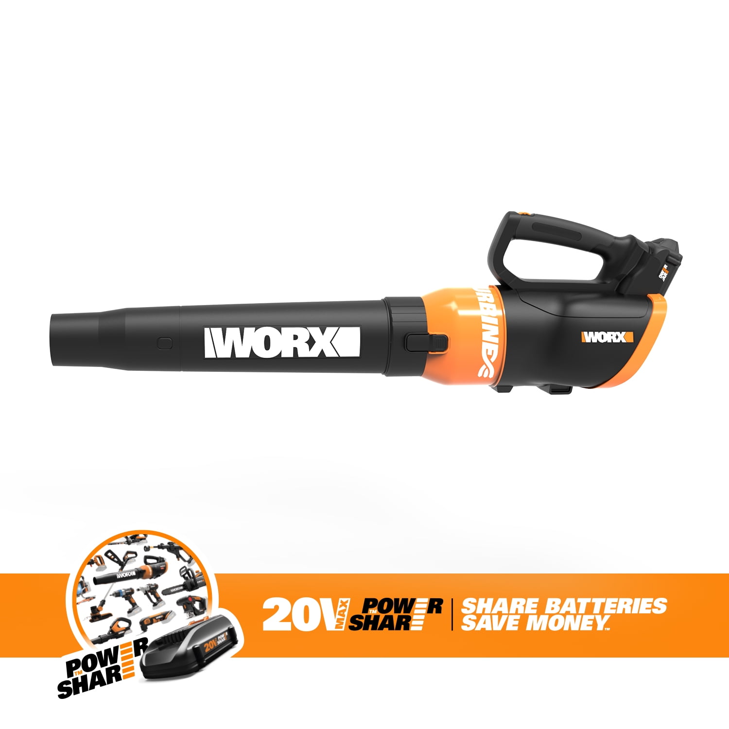 Worx 120 MPH 80 CFM 20-Volt Lithium-ion Cordless Sweeper/Leaf Blower with  Air Accessories