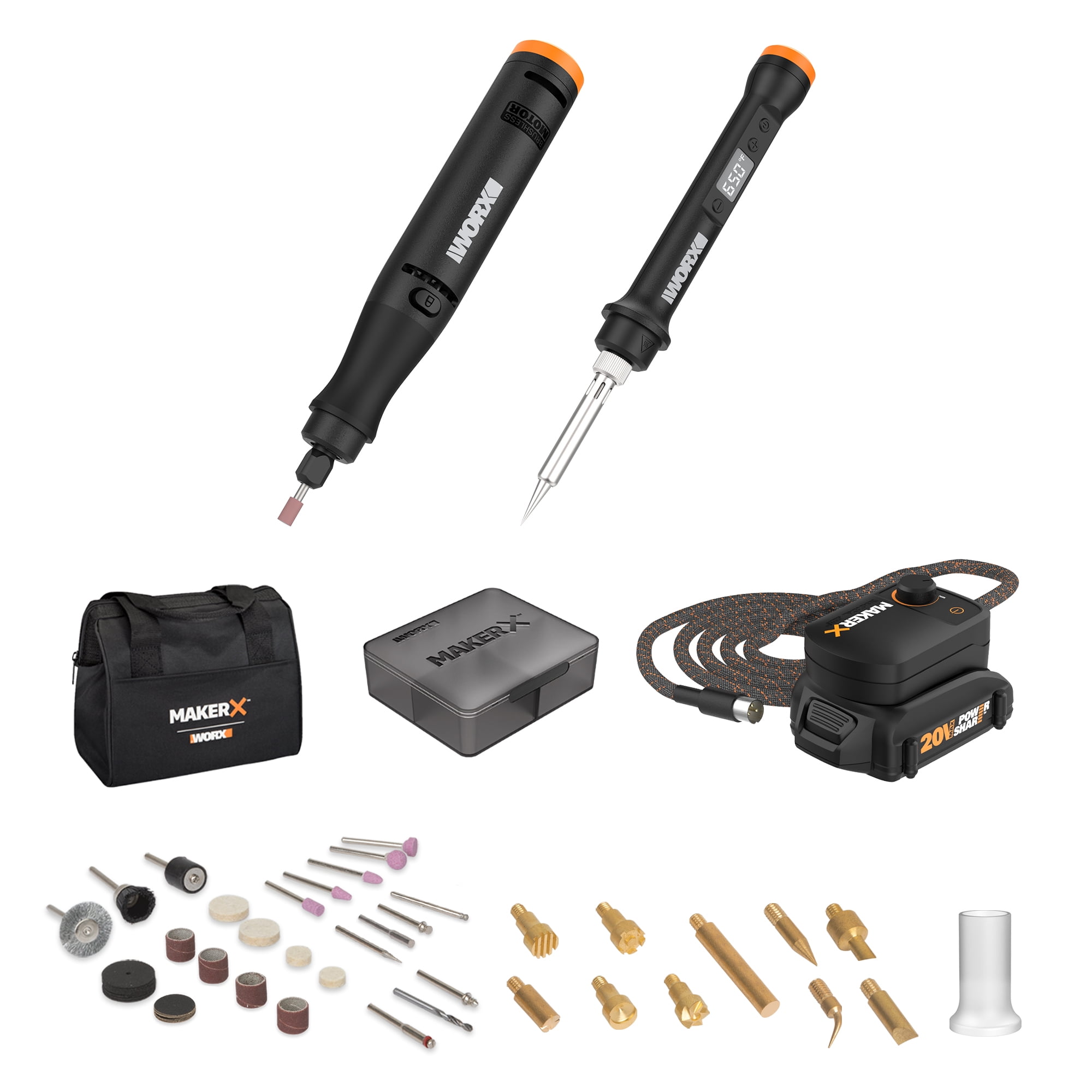 Worx Brandclub Worx MakerX WX988L 2pc Crafting Tool Combo Kit Rotary Tool Wood Metal Crafter