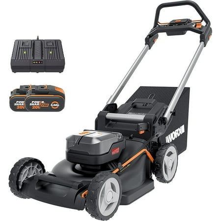 WORX - Nitro 40V Cordless Self-Propelled Lawn Mower (2 x 5.0 Ah Batteries and 1 x Charger) - Black