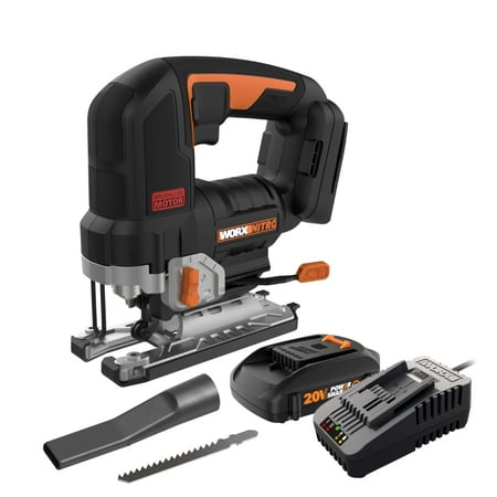 WORX - Nitro 20V Cordless Brushless Jigsaw (1 x 2.5 Ah Battery & 1 x Charger Included) - Black