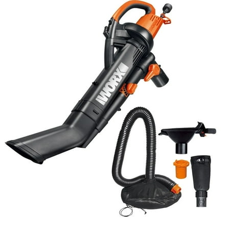 Worx TRIVAC 210 MPH at 350 CFM 12 Amps Corded Electric Leaf Blower, Lightweight, Ergonomic