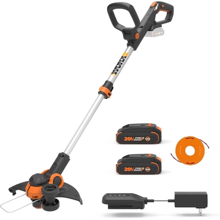Worx WG163 20V PowerShare Cordless 12" Grass and Weed String Trimmer and Edger with Battery and Charger