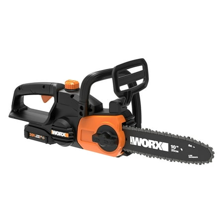 WORX - WG322 20V 10" Cordless Chainsaw with Auto-Tension (1 x 2.0 Ah Battery and 1 x Charger) - Black