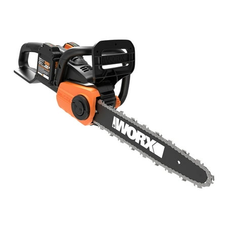 WORX - WG384 40V 14" Cordless Chainsaw with Auto-Tension (2 x 2.0 Ah Batteries & 1 x Charger) - Black