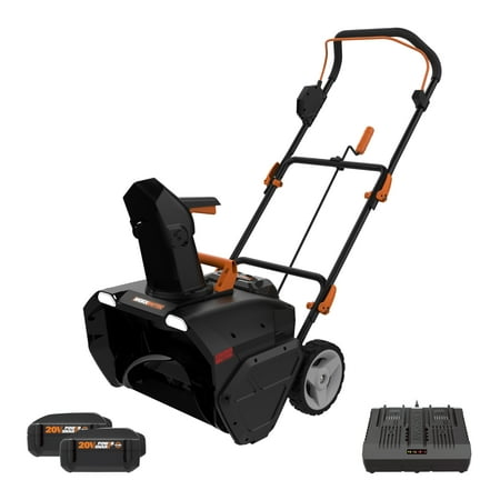 WORX - 40V 20" Cordless Snow Blower w/ Brushless Motor & Power Share WG471 (2 x 4.0 Ah Batteries & Fast Charger Included) - Black
