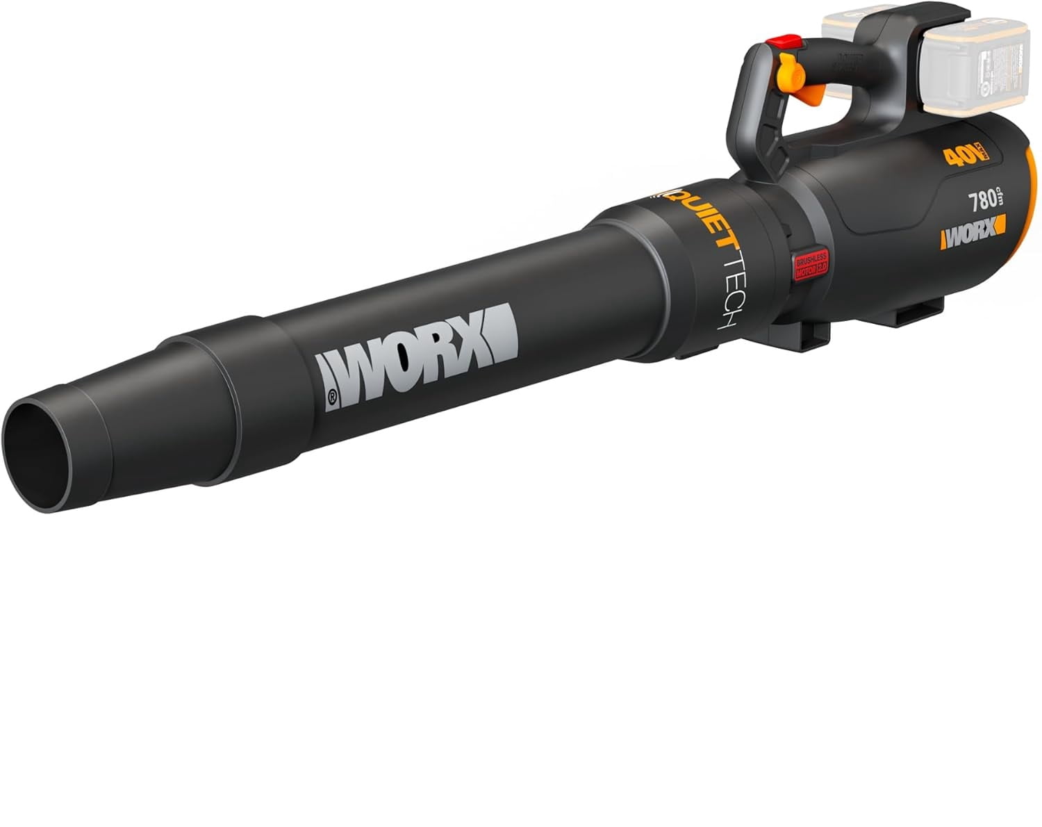 Worx WG582 40V 4.0Ah Cordless 780 CFM & 190 MPH QuietTech Blower
