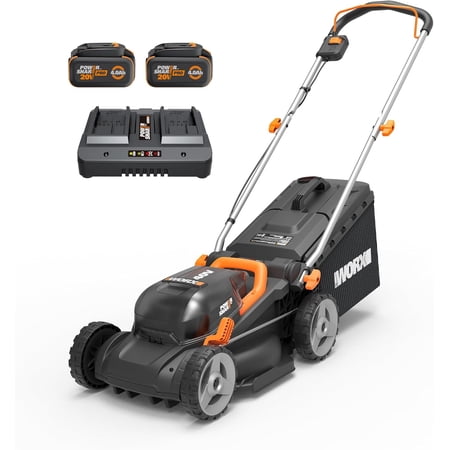 Worx WG735 40V 14" Cordless Push Lawn Mower with Brushless Motor (Batteries & Charger Included)