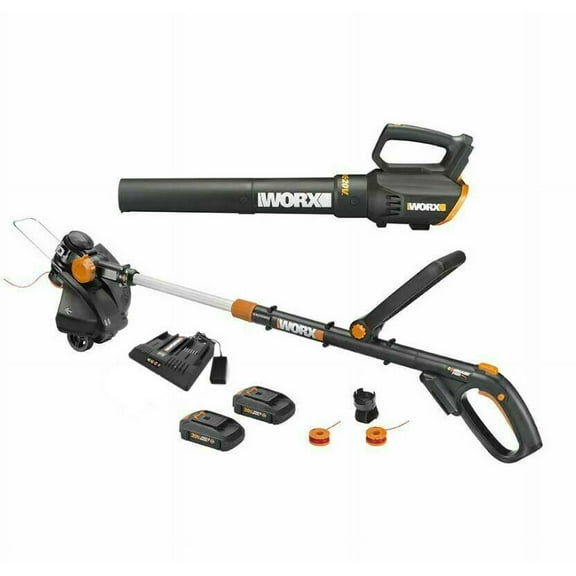 Worx WG930.2 20V Power Share GT Revolution 12" Cordless String Trimmer & Turbine Leaf Blower Combo Kit