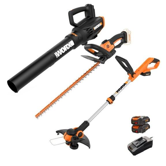 Worx WG933 20V Power Share 3pc Blower, Trimmer & Edger Combo Kit (Battery and Charger Included)