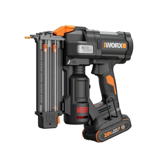 Worx WX838L 20V PowerShare Brushless Cordless 18GA Brad Nailer (Battery & Charger Included)