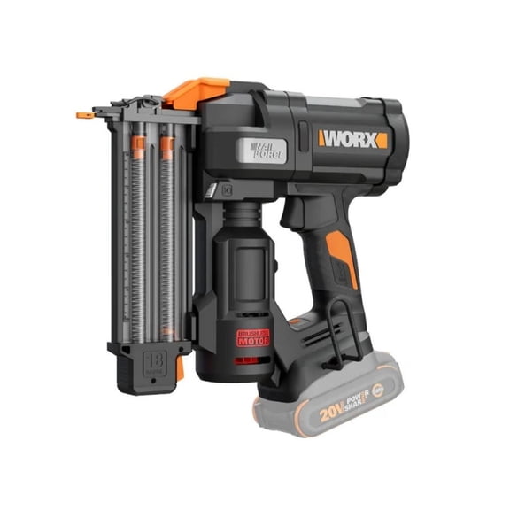 Worx WX838L.9 20V PowerShare Brushless Cordless 18GA Brad Nailer (Tool Only  Battery & Charger Not Included)