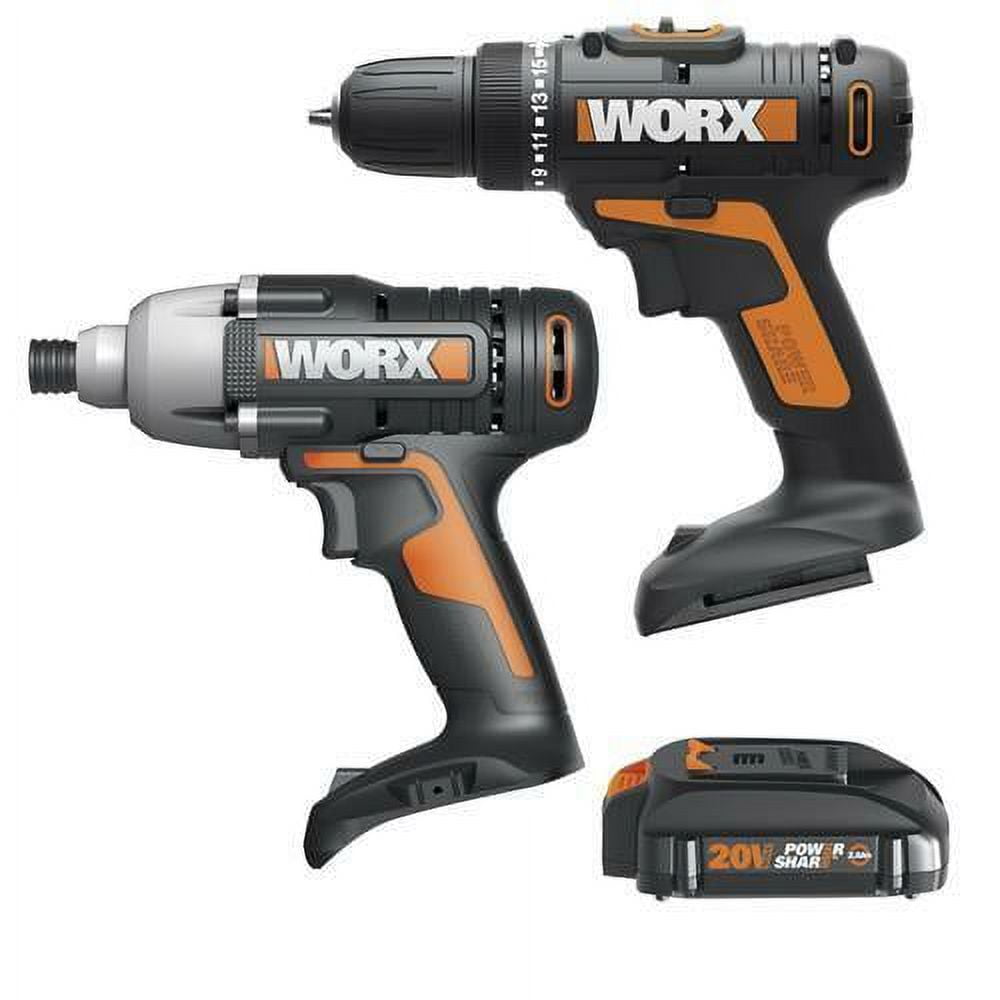 Worx WX915L 20V Power Share Cordless Drill Impact Driver Combo Kit Walmart