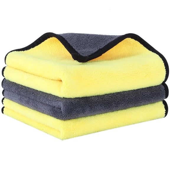Woscher Microfiber Cloth 800 Gsm | Ultrasoft & Quick Drying Car Microfiber Cleaning Towel, Lint Free Automotive Microfiber Towel (Yellow & Grey)- Pack Of 5