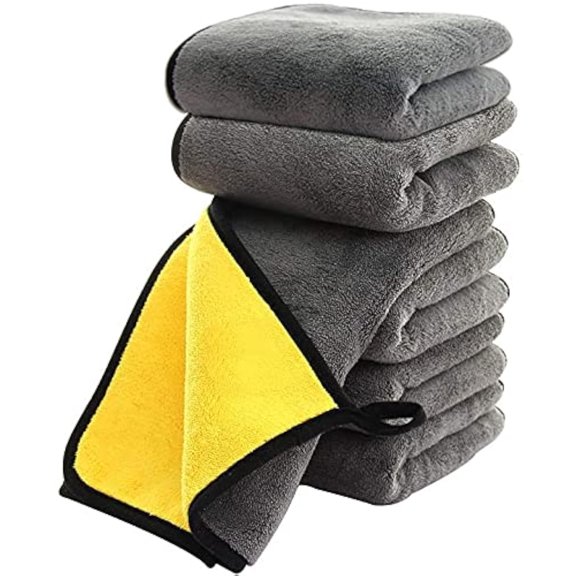 Woscher Microfiber Cloth 800 Gsm | Ultrasoft & Quick Drying Car Microfiber Cleaning Towel, Lint Free Automotive Microfiber Towel (Yellow & Grey)- Pack Of 5
