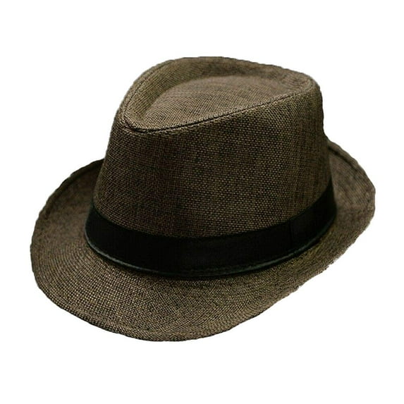 Woshilaocai Mens Classic Fedora Wide Brim Panama Dress Hat,Coffee,One Size
