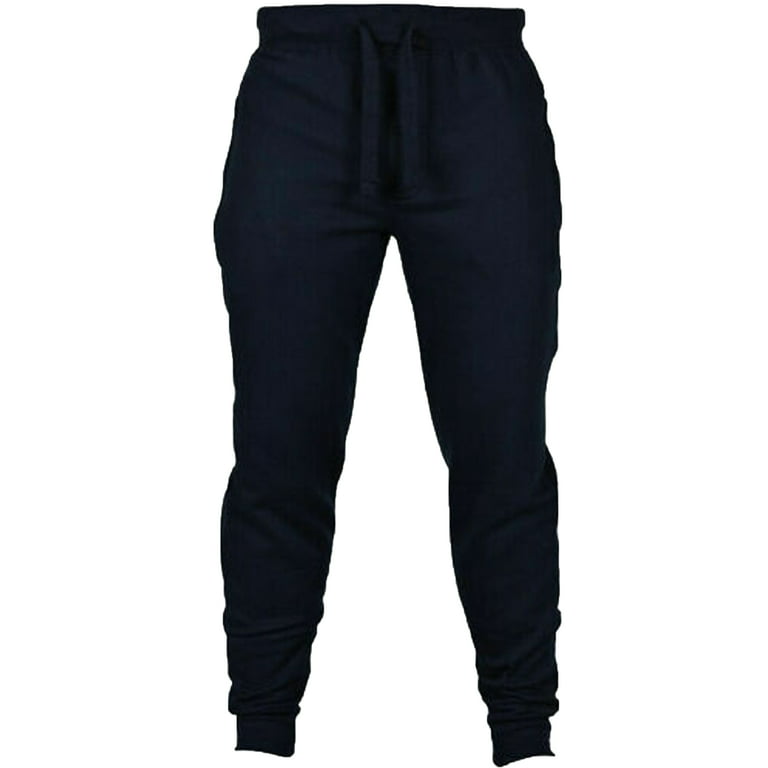 Woshilaocai Mens Grey/Black/Navy Fleece Joggers Pants Trousers
