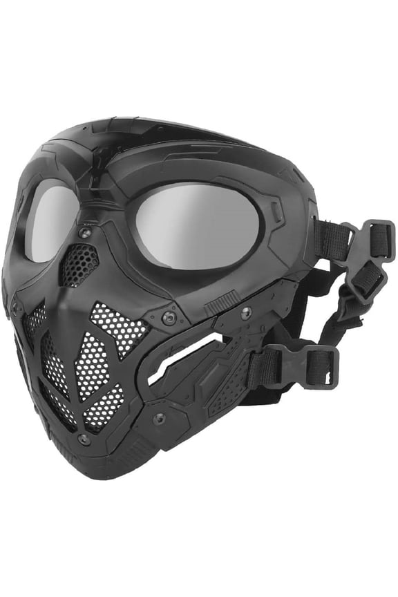 Lurker Full Face Mask Sports Paintball Outdoors Adult Riding Cosplay Costume - Black
