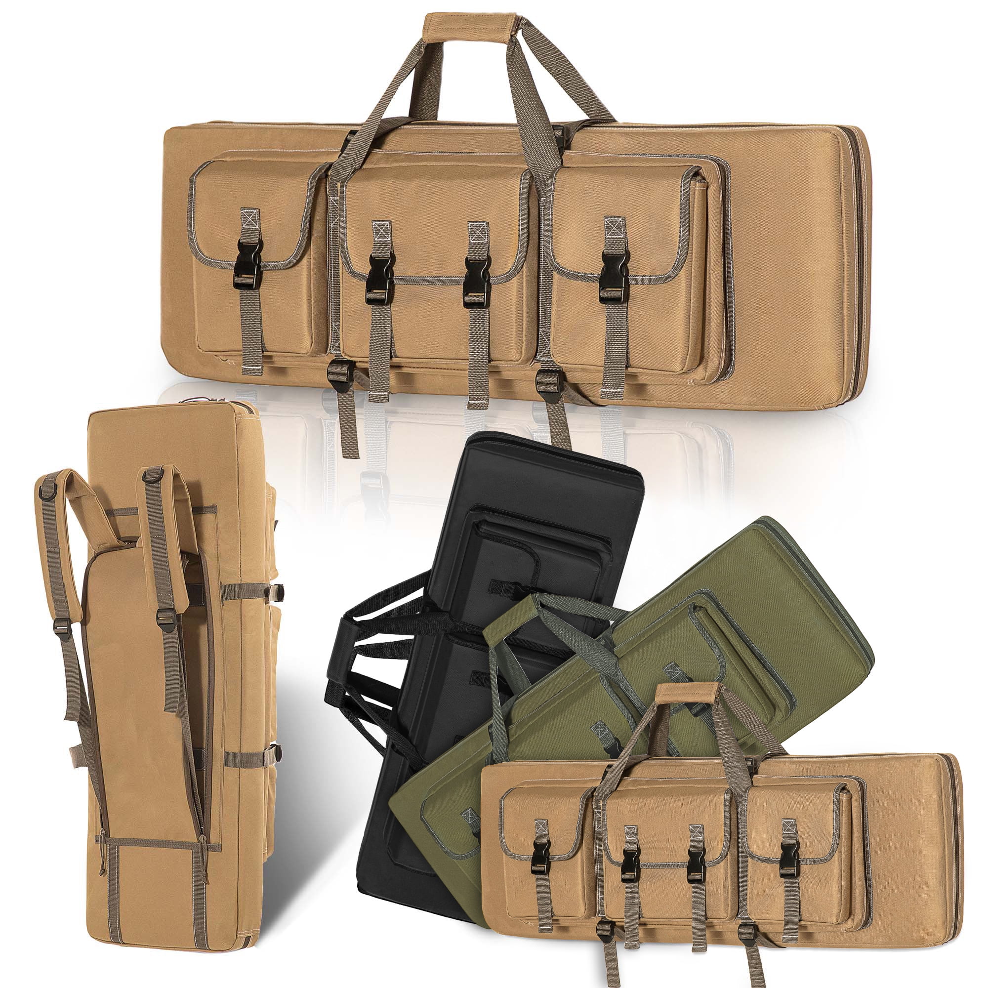 Wossspt Soft Double Gun Storage Case Indoor Outdoor Use Khaki 48 inch