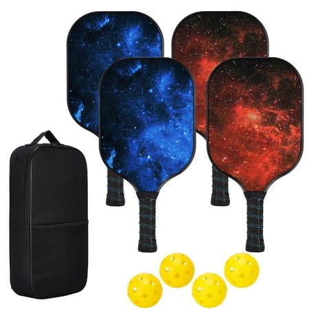 Wossspt USAPA Approved Pickleball Set Wood Pickleball Paddles , 4 Rackets, Paddle Bag, 4 Balls