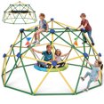 thumbnail image 1 of Wostoo 10FT Jungle Gym, 4-in-1 Climbing Dome with Hammock & Swing for Kids Aged 3-10, Supports Up to 1000lbs, Yellow & Green, 1 of 8