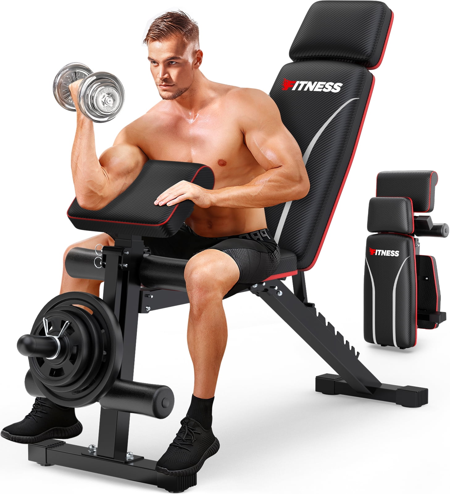 Wostoo Foldable 7 Positions Adjustable Weight Bench Workout Bench Olympic Bench Press  for Home Gym,Holds up to 800lbs