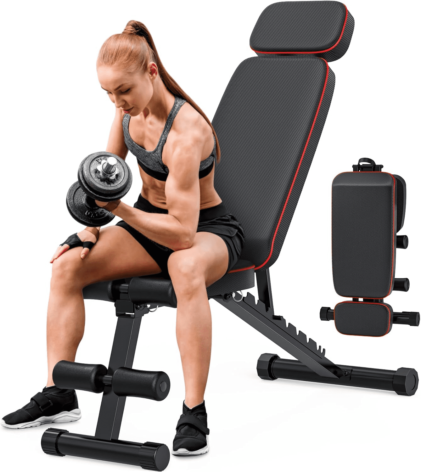Wostoo Foldable Weight Bench, 800lbs Adjustable Workout Bench for Home Gym Strength Training Multi-Purpose Sit up Bench Press for Full Body Workout