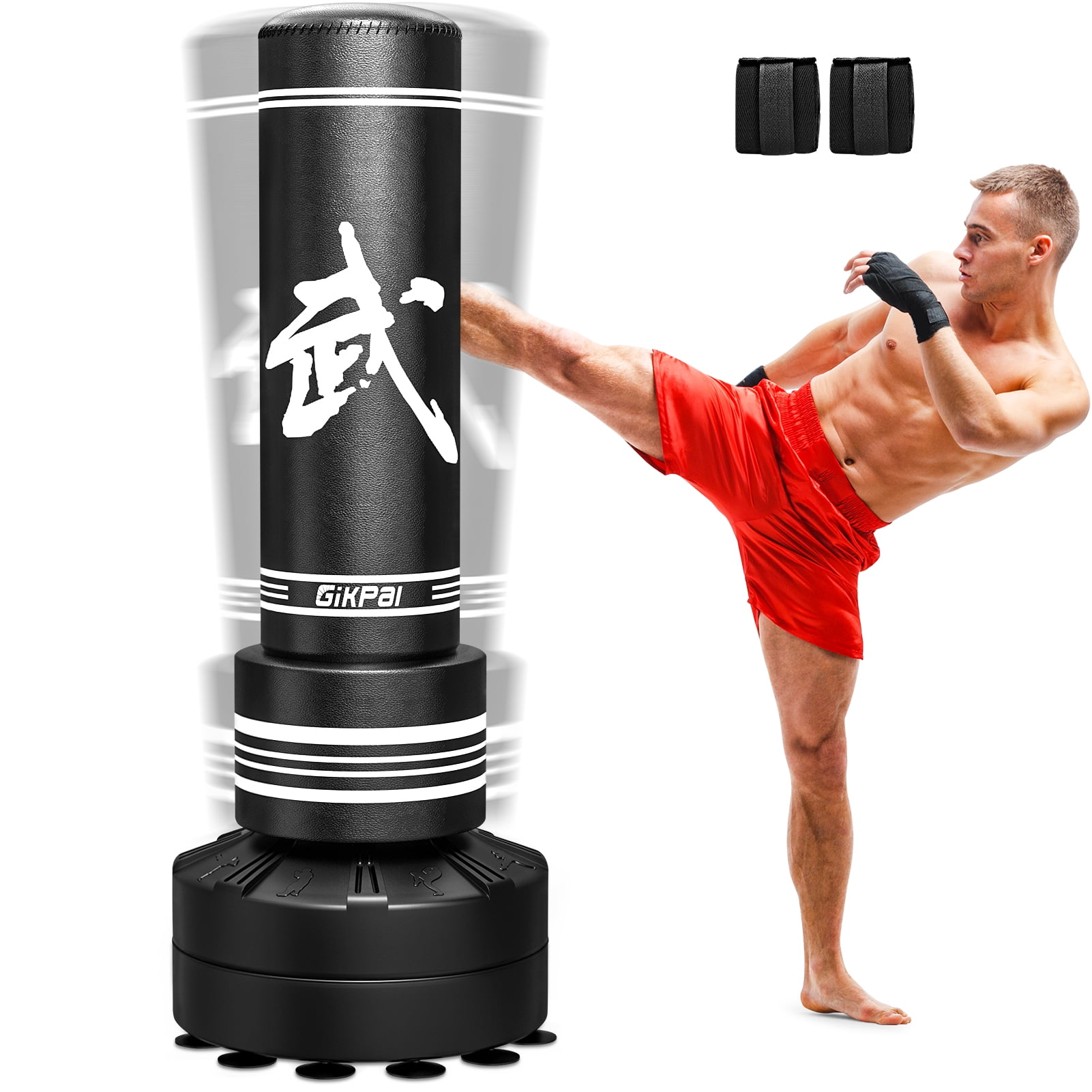 Wostoo Freestanding Punching Bag with 2 Hand Warps,Heavy Fitness Training Bag for MMA Muay Thai Training