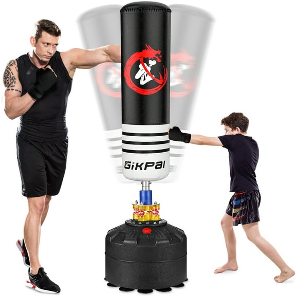 Wostoo Punching Bag, 70'' Freestanding Heavy Boxing Bag with Stand for Adult Teens Kids, Kickboxing Bag with 12 Suction Cup Base for Home Office Gym