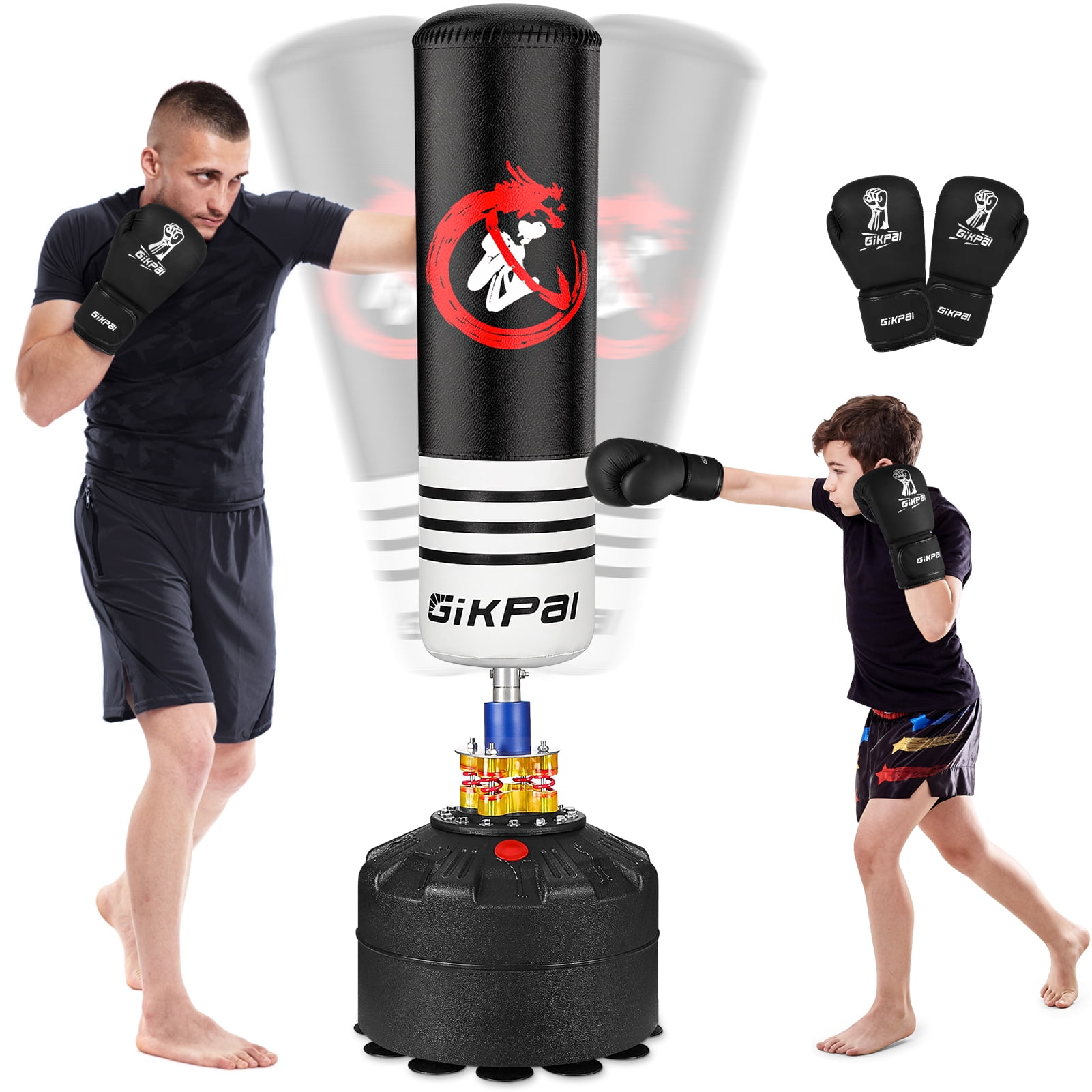 Wostoo Punching Bag, 70'' Freestanding Heavy Boxing Bag with Stand for Adult Teens Kids, Kickboxing Bag with 12 Suction Cup Base for Home Office Gym