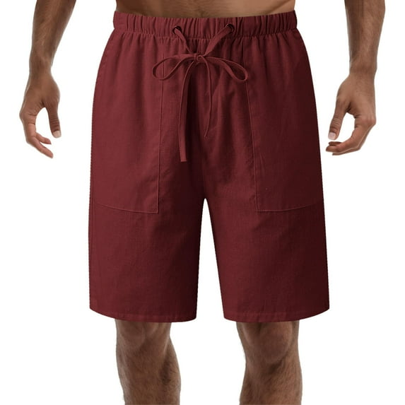 Wotryit Cargo Pants for Men, Mens Casual Loose High Waist Drawstring Elastic Waist Solid Shorts with Pockets Cargo Shorts for Men, Mens Shorts Casual Red 4XL