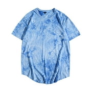 Wotryit Mens Shirts Men's Tie Dye T Shirt Cotton Round Neck Short Sleeve Casual Street Sports Shirt Fitness T Shirt Sky Blue 2XL