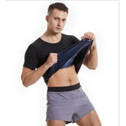 Wotryit Mens Shirts Sauna Shirt for Men Short Sleeve Round Neck Sweat Body Shaper Sauna Vest for Men Gym Exercise Sauna Tops Blue 2XL