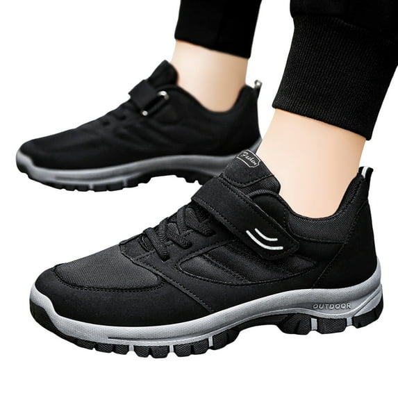 Wotryit Mens Shoes Men Casual Shoes Fashionable New Pattern Solid Color Simple Thick Sole Hook Loop Four Season Sports Shoes,Running Shoes for Men,Shoes for Men(Color:Black,Size:7)